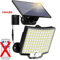 106LED Solar Light Outdoor Waterproof with Motion Sensor Floodlight Remote Control 3 Modes for Patio Garage Backyard Solar Lamp