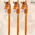 3PCS Inflatable Horsehead Stick, Cute Brown Horsehead Stick, Suitable For Cowboy Themed Birthday Party Decoration