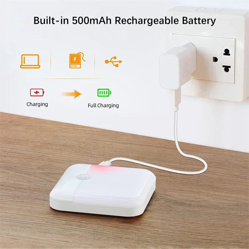 PIR Motion Sensor LED Night Light | USB Rechargeable with Switch for Bedroom Kitchen Cabinet Closet
