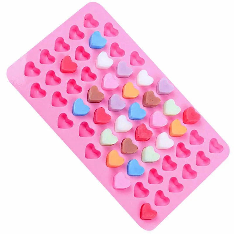 55 Piece Small Heart Shaped Silicone Cake Mold | Heart Chocolate Pastry Molds for DIY Baking