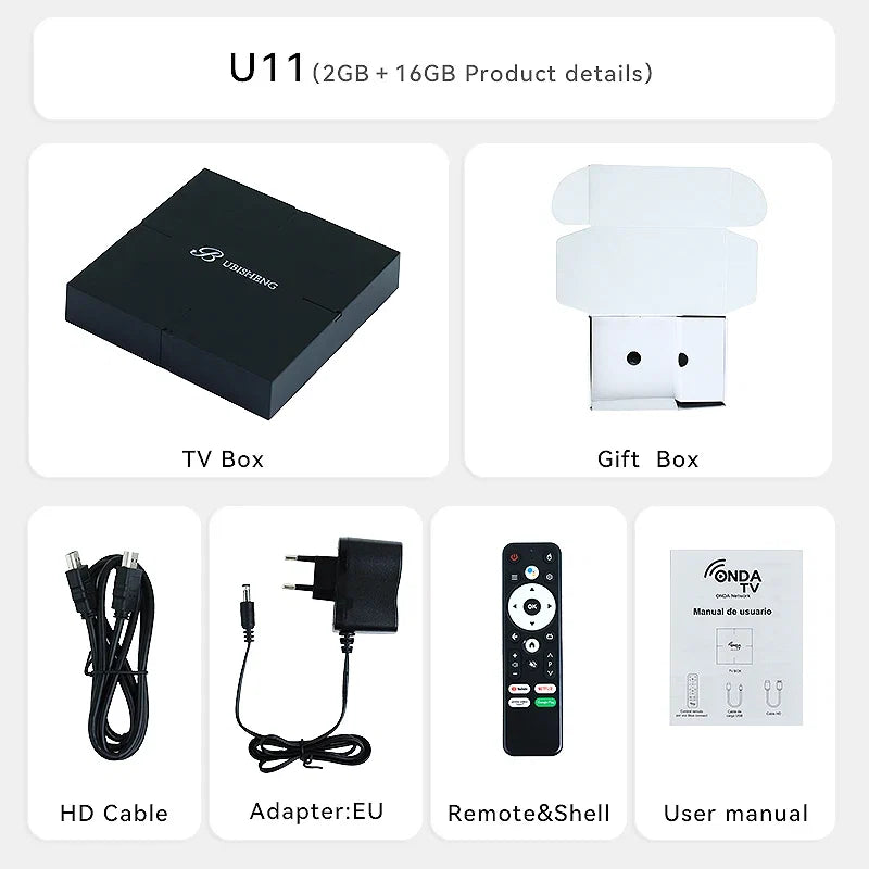 Smart TV Box IPTV 4K Android 13 Bluetooth 5.2 Wifi6 2GB16GB Google TV APP Netflix  Media Player support Spanish,French,Russian