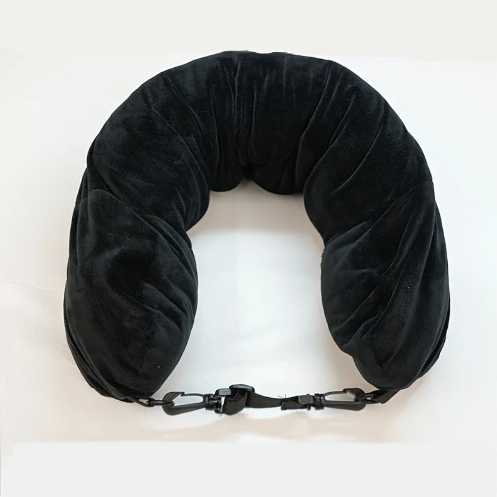 2026 NEW Fashion Travel Pillow With Storage Pouch, Adjustable Polyester Neck Support, Comfortable & Lightweight