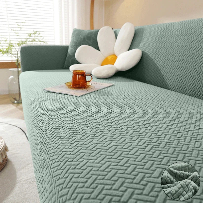 Jacquard Elastic Sofa Cover For Living Room Slipcovers Stretch Polar Fleece Armchair Protector L Shaped Sofa 1/2/3/4 Seater Home