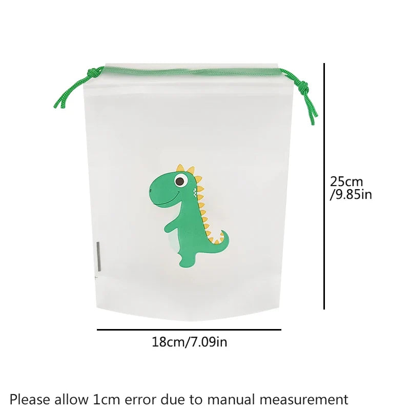 10 Transparent Drawstring Bags with Exquisite Cartoon Patterns, Waterproof and Easy-to-carry Grocery Storage Bags