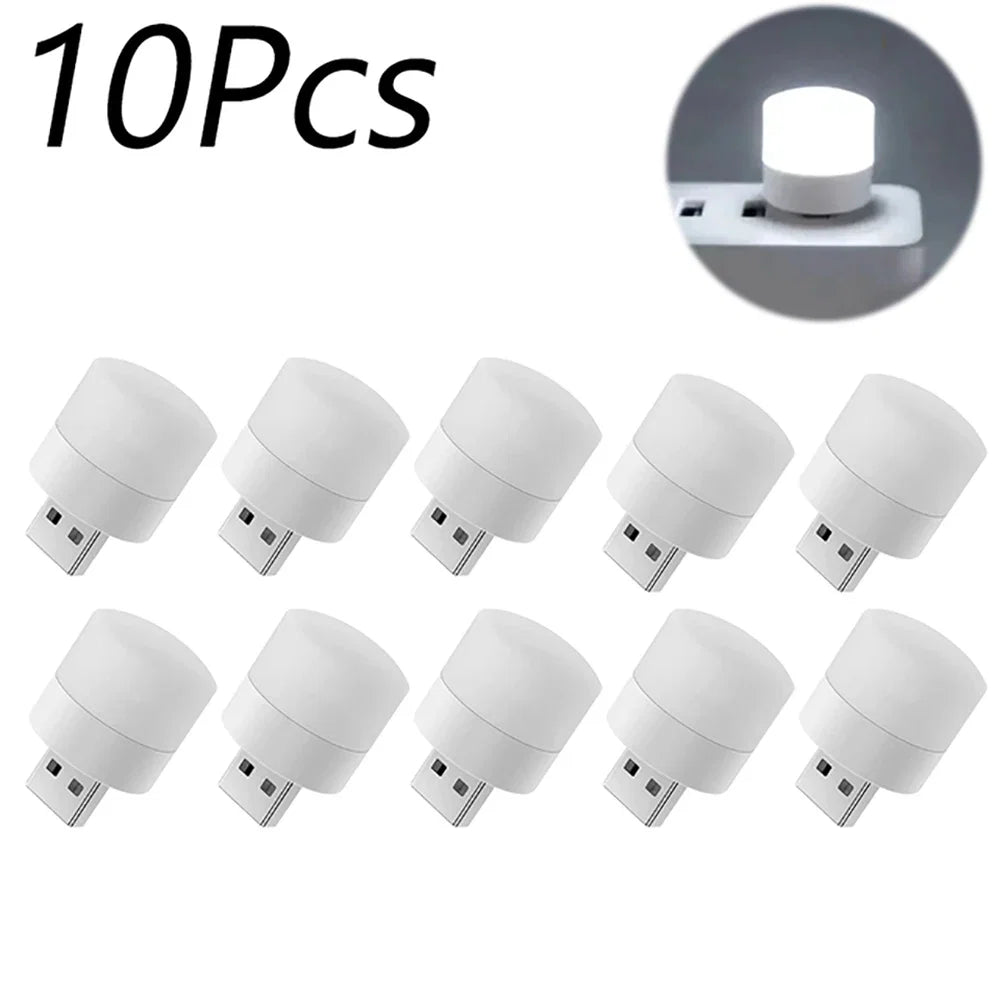 1/3/5/10Pcs USB Night Light Warm White LED Plug-In Light Bulb Portable Home Environment Light Energy-Saving Reading Night Light