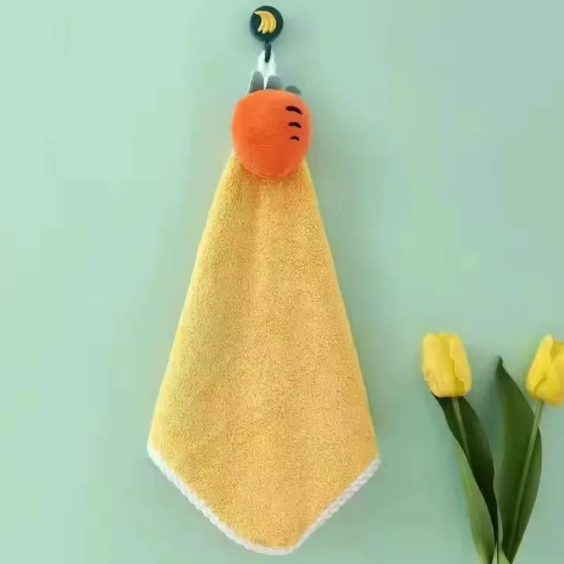 Coral Fleece Hangable Thicken Towel CartoonTowel Cute Absorbent Hand Towels Cleaning Cloth Rag Handkerchief