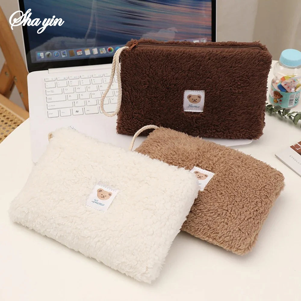 Large Capacity Cute Plush Travel Cosmetic Lipstick Storage Bag Women Makeup Kits Handbags Organizer Wallet Pencil Case Pouch Bag