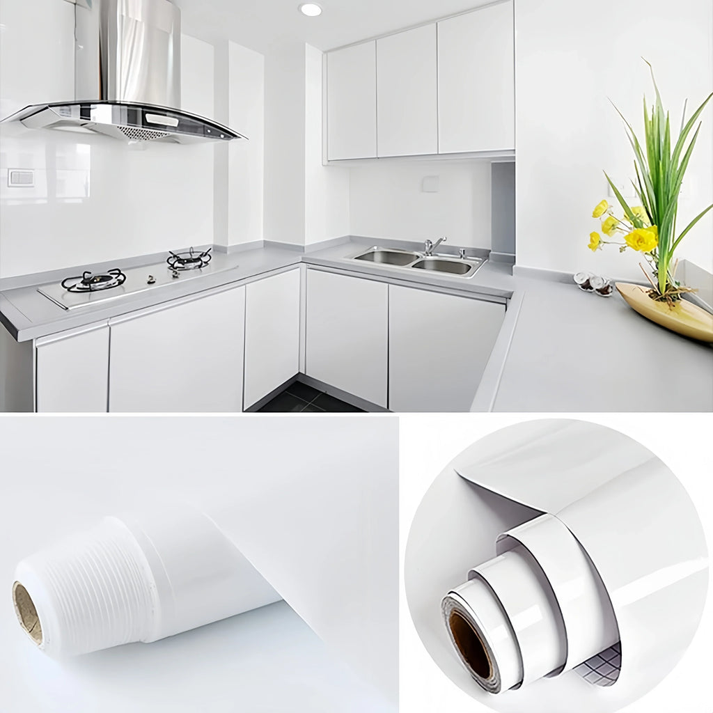 Kitchen countertop White Self-adhesive Wall Wallpaper Self Adhesive Autohesion Wallpapers Home Decor Waterproof Cabinet Sticker