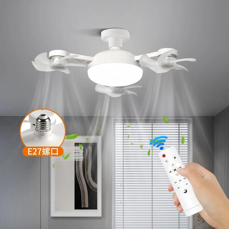Intelligent ceiling light electric fan light Kitchen high wind power Silent Easy to clean e27 Screw Fan Light Restaurant Fan Eye