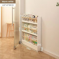 Solid wood bookshelf, floor standing wall mounted multi-layer storage rack, household bookshelf, thin bookshelf behind the door
