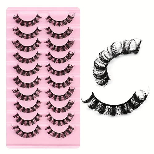 10 Pairs Russian Strip Lashes DD Curl | Fluffy Wispy Faux Mink Eyelashes Pack