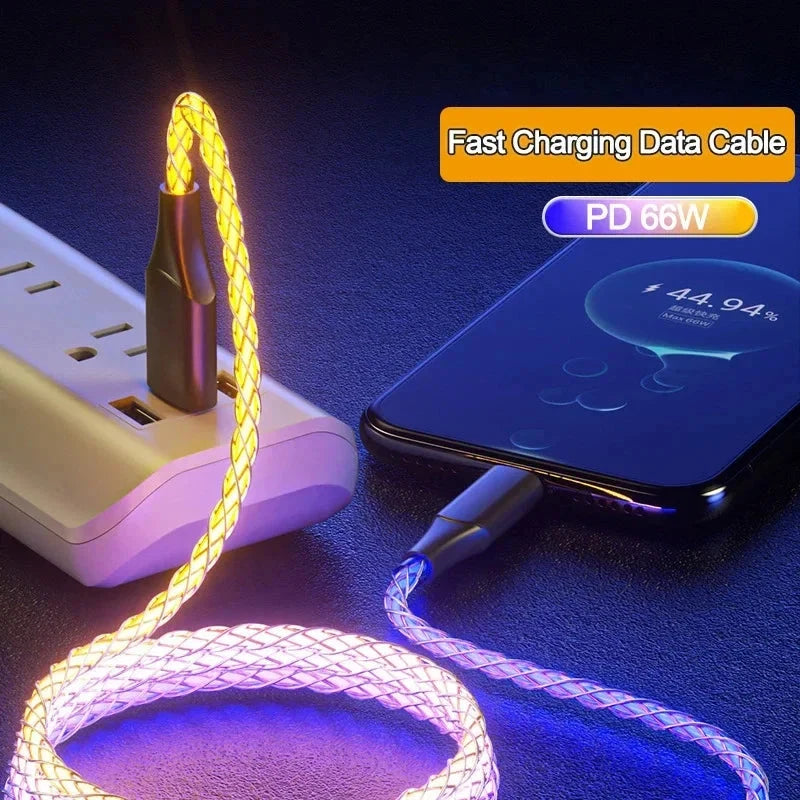 RGB Fast Charging USB to C Cable Colorful Streamer Glowing Line