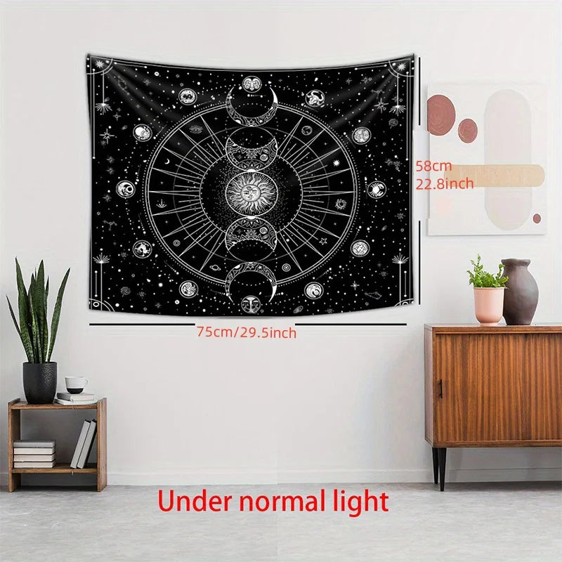 1pc Sun Moon Horoscope Divination Printed Tapestry Home DecorTapestry Wall Decor