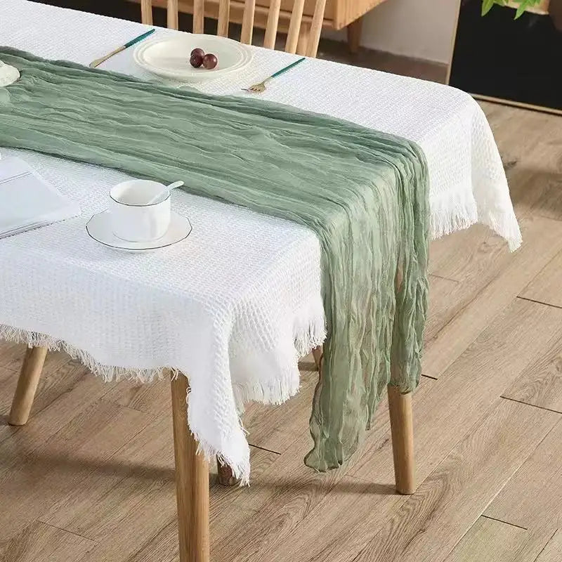 Bali gauze, Burgundy table flag, wool cloth, gauze, country table flag, wedding and birthday party decoration