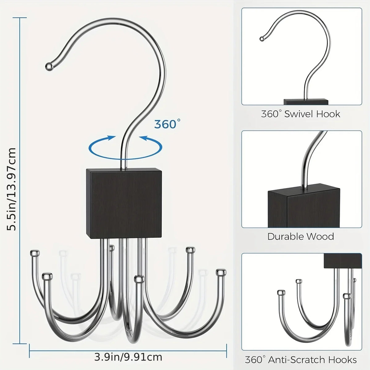 1/2 Piece Multifunctional Hook, Multi Claw Bag Storage Hook, Tie Metal Storage Suitable for Scarves, Belts, Home Storage