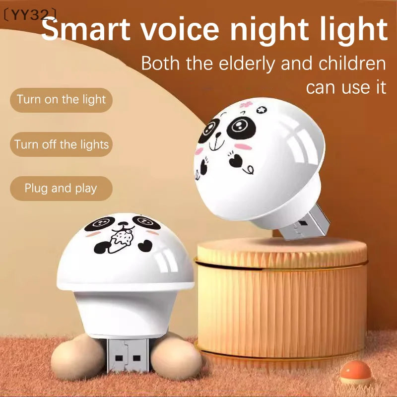 USB Panda Smart Voice Control Night Light | AI-Enabled Bedside and Camping Lamp