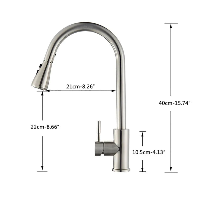 Kitchen Sink Faucets stainless steel Pull Out Kitchen Sink Water Tap Deck Mounted Mixer Stream Sprayer Head Hot Cold Taps