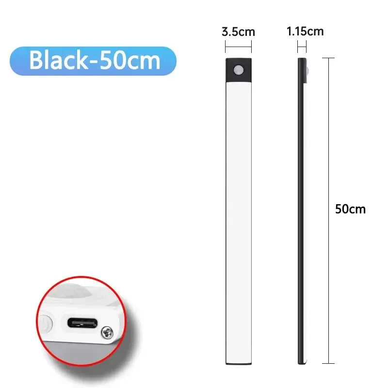 10/20/30/40/50CM Under Cabinet Led Light Sensor Movement Rechargeable Wireless Led Lamp Night Light Cupboard Bedroom Wardrobe