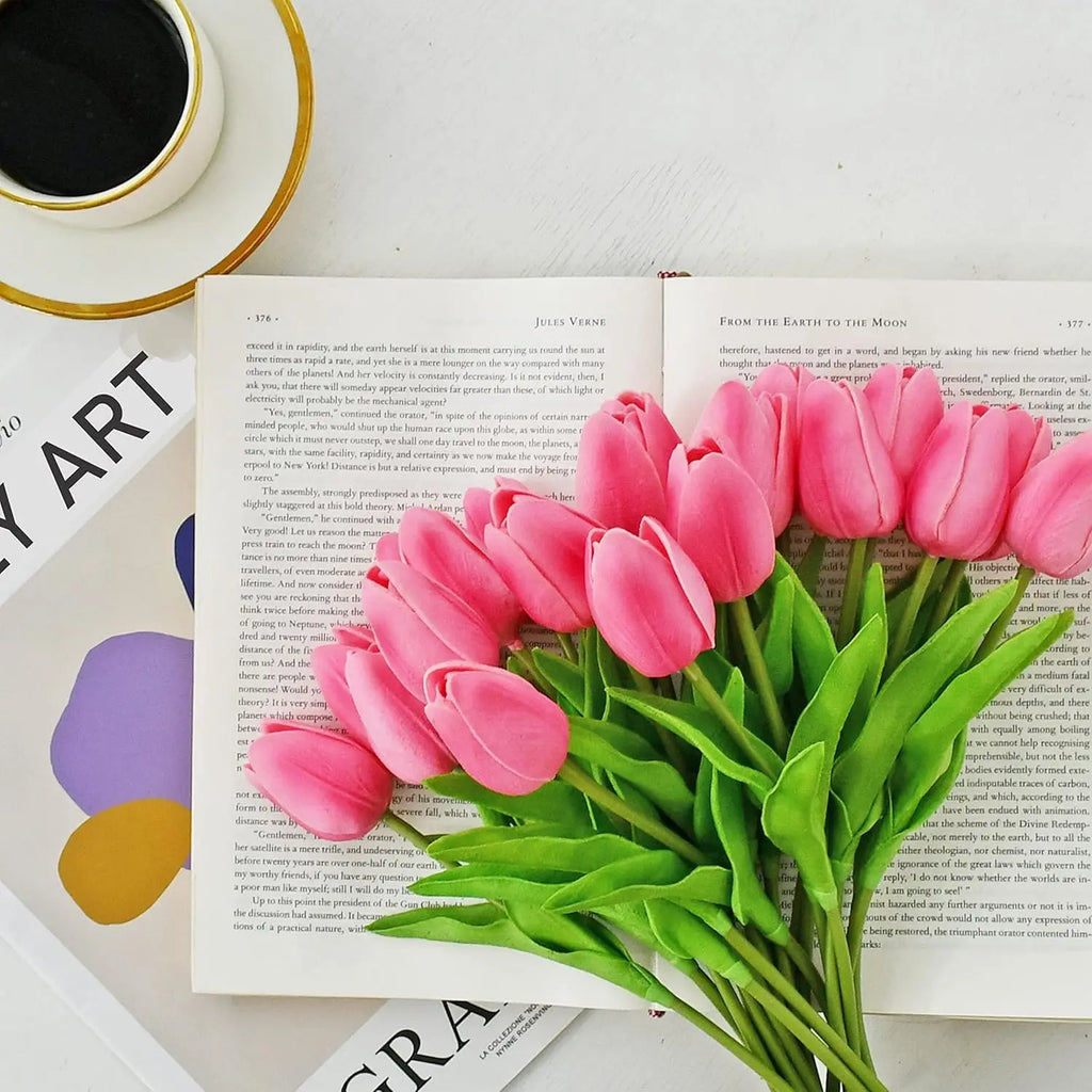 5/10PCS Artificial Flowers Real Touch Tulip Scrapbook Vase Home Room Decora Wedding Garden Arch Garland Brial Bouquet Diy Gifts