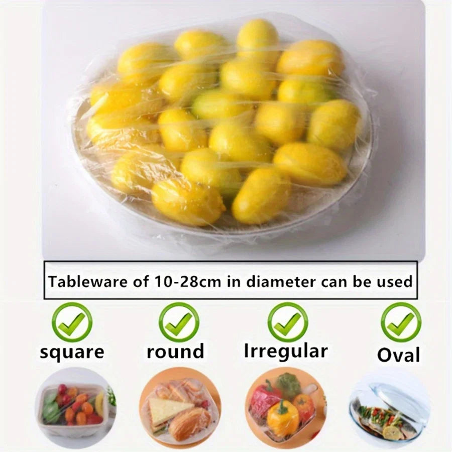 100 Piece Disposable Fresh Keeping Cover | Plastic Food Storage Covers Reusable Bowl Covers