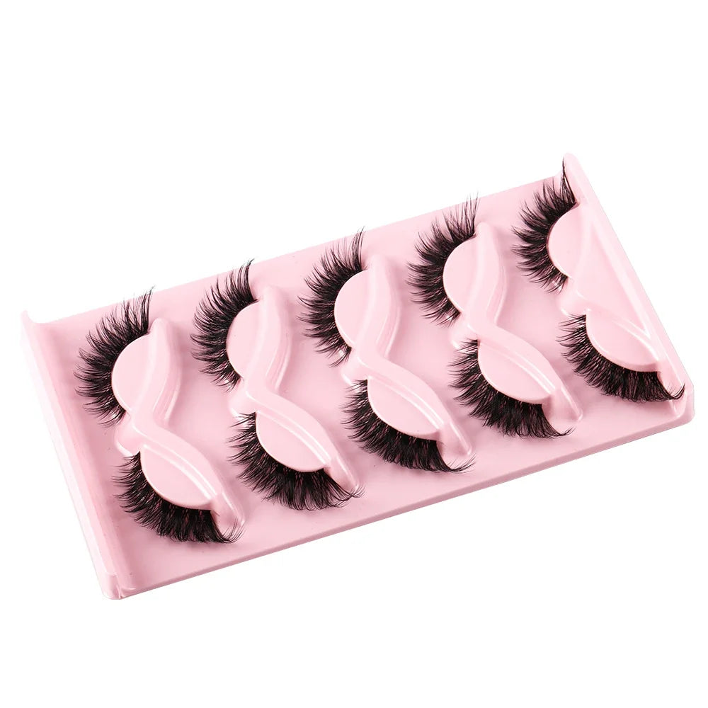 5 Pairs Cat Eye Lashes Fake Eyelashes | Natural Long Manga Winged End Lashes