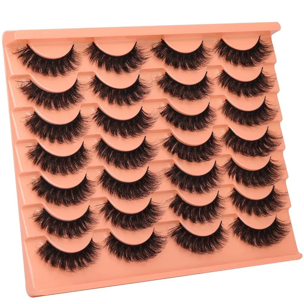 14 Pairs Natural Look False Eyelashes | Thick Fluffy Faux Mink Lashes Pack