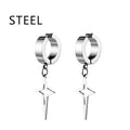 Stainless Steel Punk Star Hoop Earrings | Clip-On Earrings for Men and Women