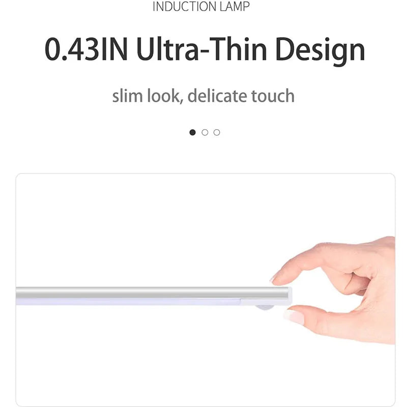 10-60cm Ultra-Thin Motion Sensor Light Magnetic Mount USB Rechargeable 3-Color Adjustment Under Cabinet Light for Home Office