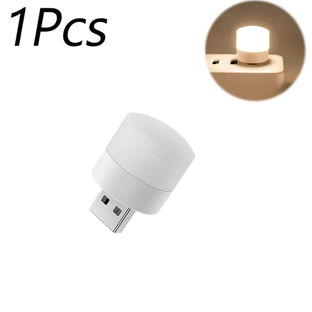1/3/5/10Pcs USB Night Light Warm White LED Plug-In Light Bulb Portable Home Environment Light Energy-Saving Reading Night Light