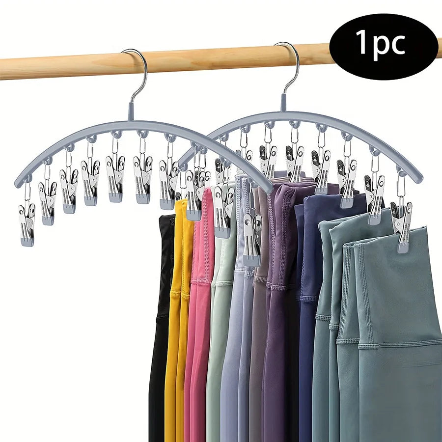 1/2/3PCS Closet Storage Hanger with 10 ClipsHangs 40 Pairs of LeggingsBlack HangerSpace-Saving Hanging Closet Organizer