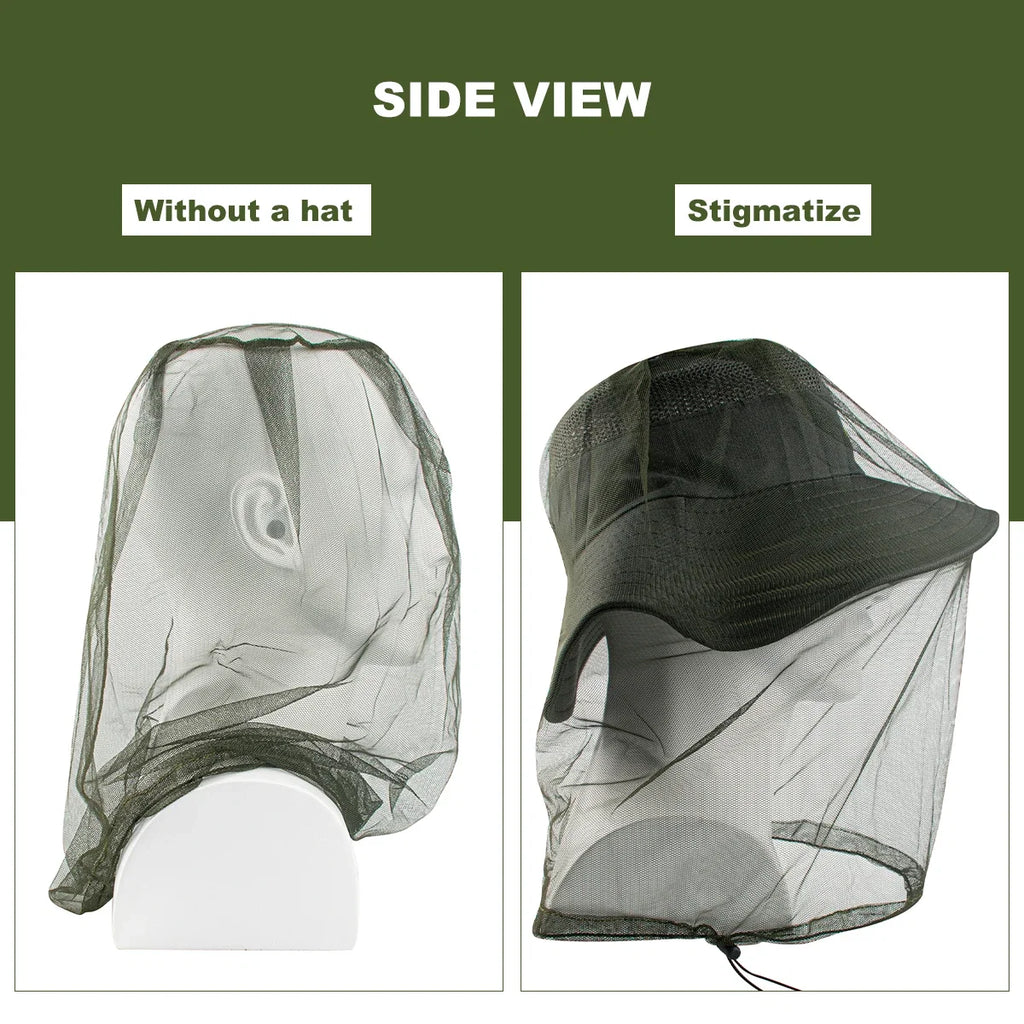 1Pc Ultra Large & Long Extra Fine Holes Mesh Soft Durable Fly Screen Premium Mosquito Insect Head Net Face Protector Camping Cap