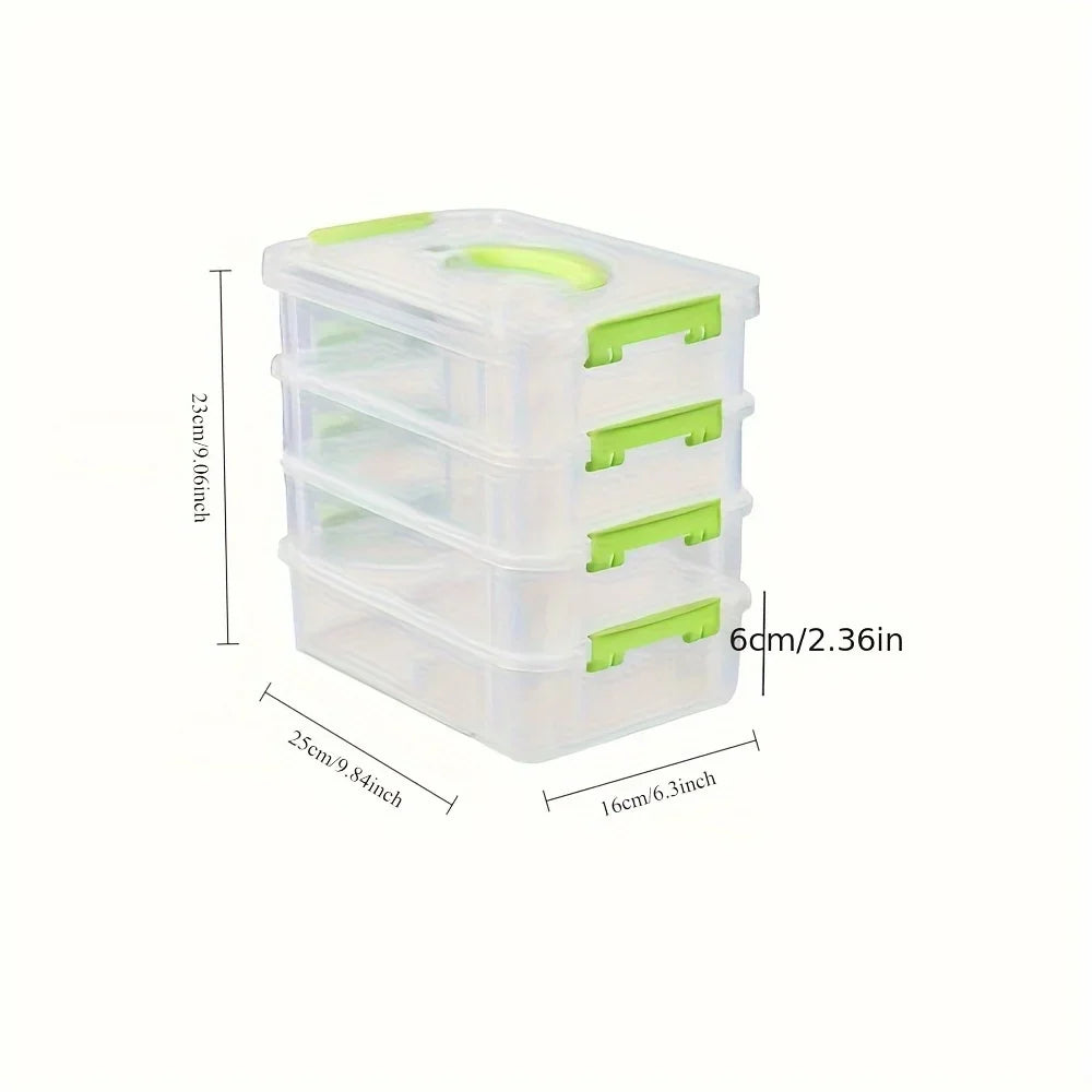 4-layer stackable transparent plastic storage box with lid, divided drawer organizer, suitable for hair accessories and jewelry