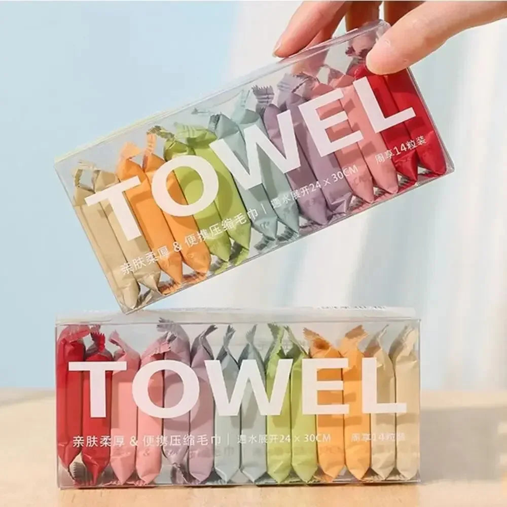 14pcs/box Disposable Washcloth Portable Travel Towel Thickened Compressed Face Towel Disposable Washcloth