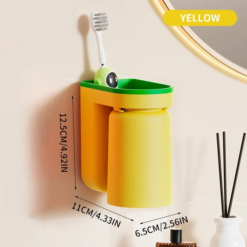 1 Pc Innovative Toothbrush Storage Rack No Hole Light Luxury Mouthwash Cup Brush Cup Wall Mounted Bathroom Organizer Couple