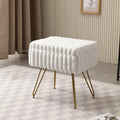 Chic Faux Fur Vanity Stool With Storage - Soft, Comfortable Ottoman Chair For Makeup & Relaxation With Ottoman Chair For Vanity