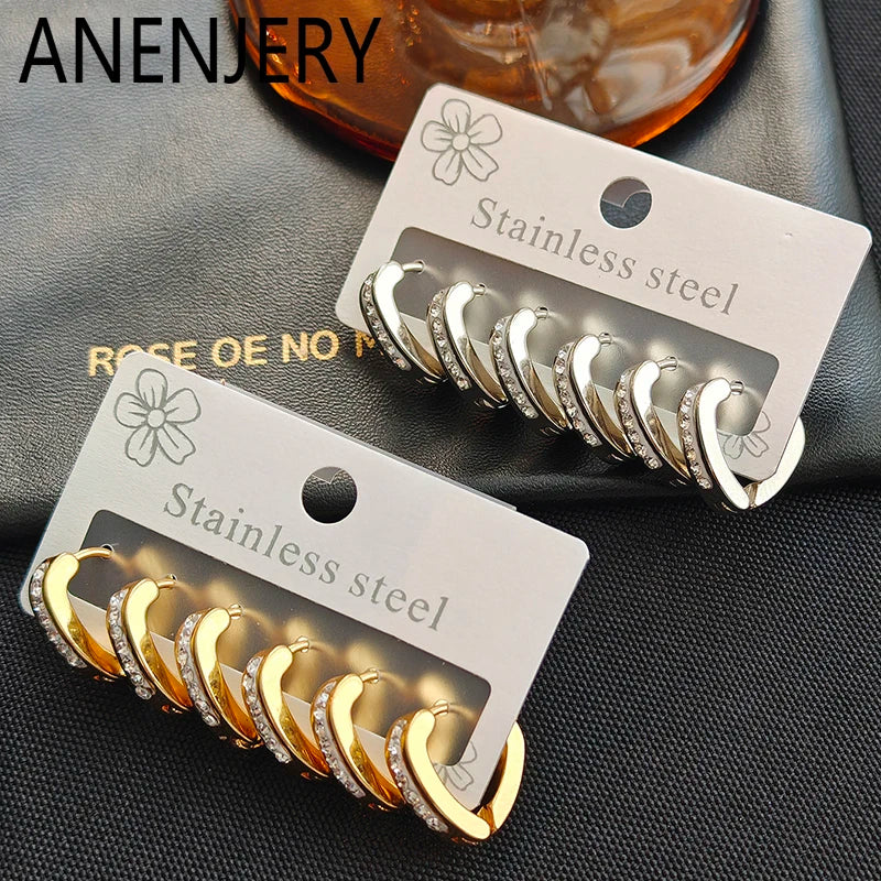 316L Stainless Steel Hollow V-shape Zircon Earrings | Simple Versatile Drop Earrings for Women and Men