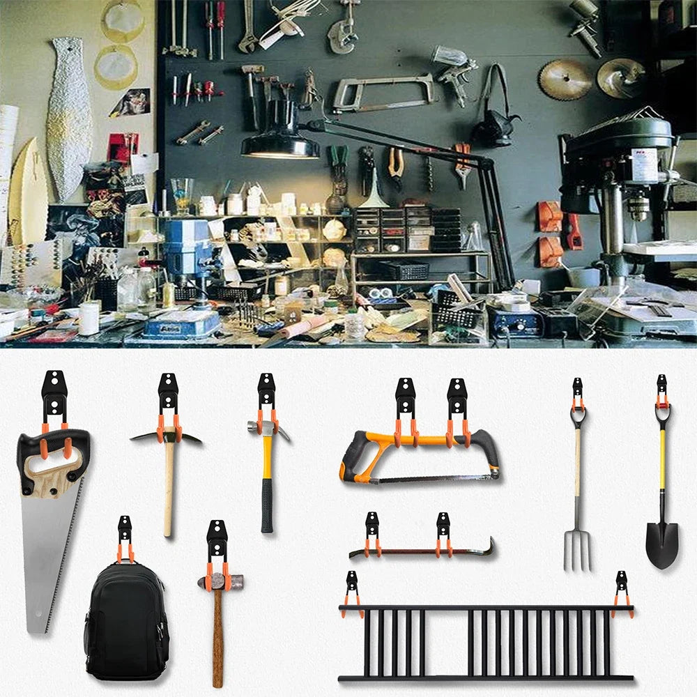 Heavy Duty Metal Hook Garage Organizer Wall Mount Bicycle Hanger Hooks Wall Mount Anti-slip Ladders Storage Hook Garden Tool