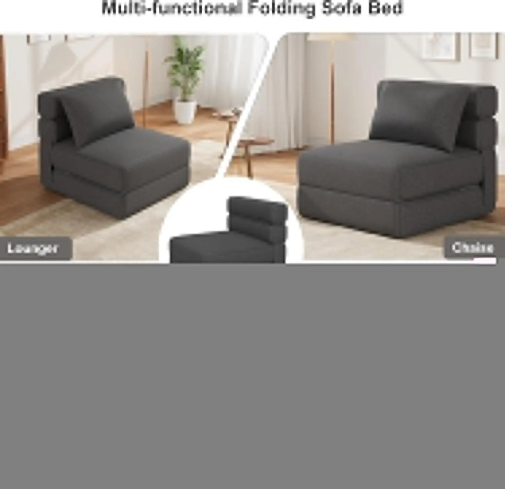 Foldable Sofa Bed Convertible Sleeper Chair with Pillow Comfort Sofa Chair High-Density Memory Foam Removable Linen Cover
