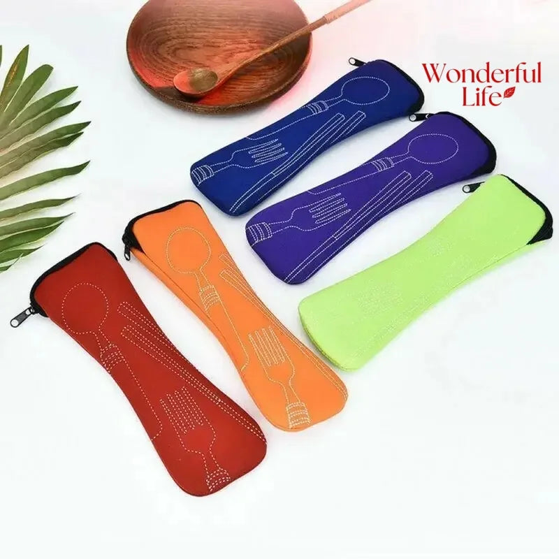 1/2Pcs Home Kitchen Portable Cutlery Bags Picnic Fork Spoon New Travel Packaging Tableware Bag Without Dinnerware Tableware Case