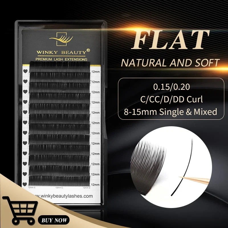 Winky Beauty Professional Flat Lashes Extension | Ellipse Split Tip Soft Lashes