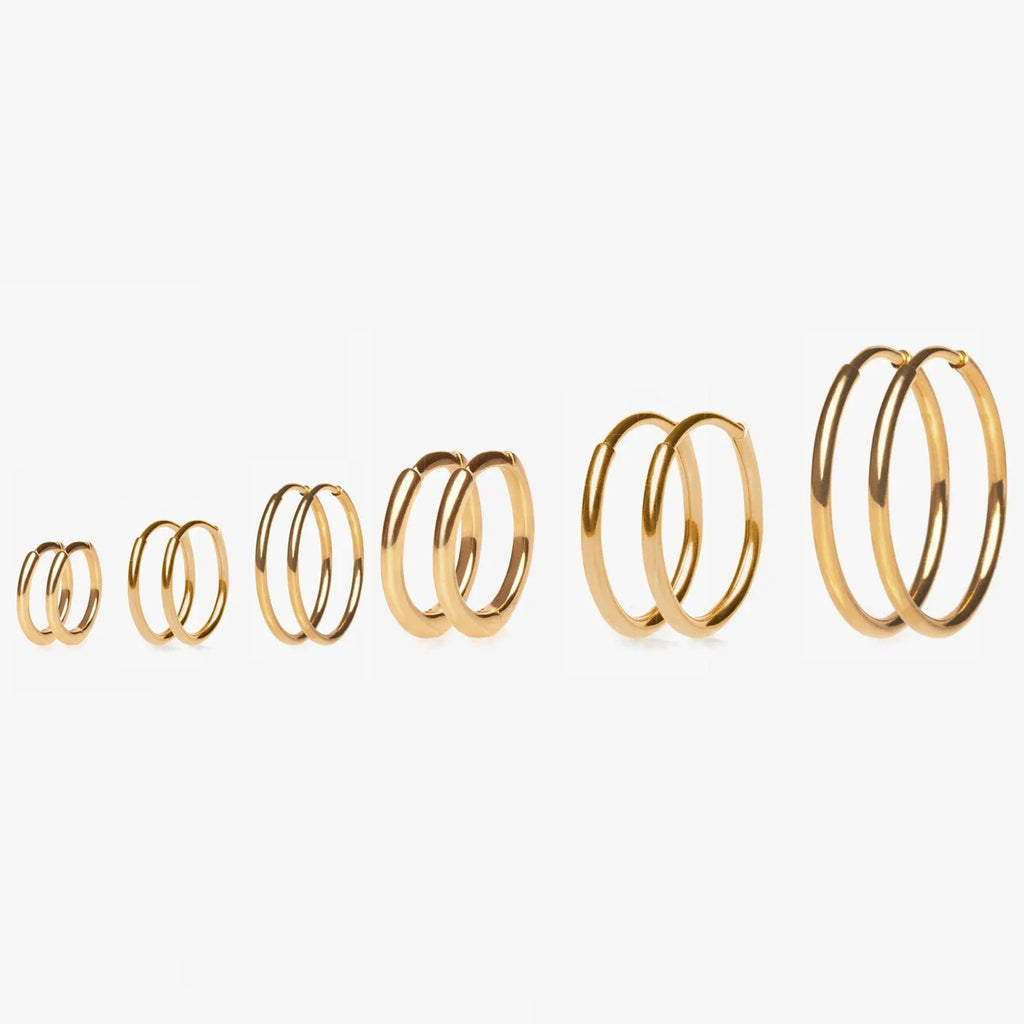Gold Stainless Steel Hoop Earrings for Women Men | Minimalist Circle Huggies