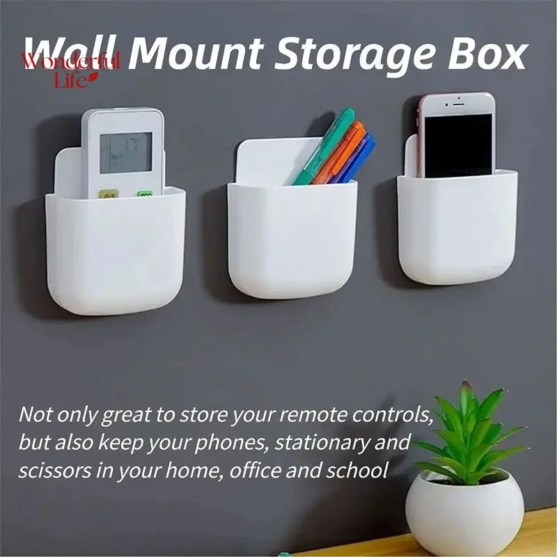 1/2Pcs Wall Mounted Storage Box Household Living Room Conditioner Remote Control Bedside Phone Storage Holder Organizer Shelf