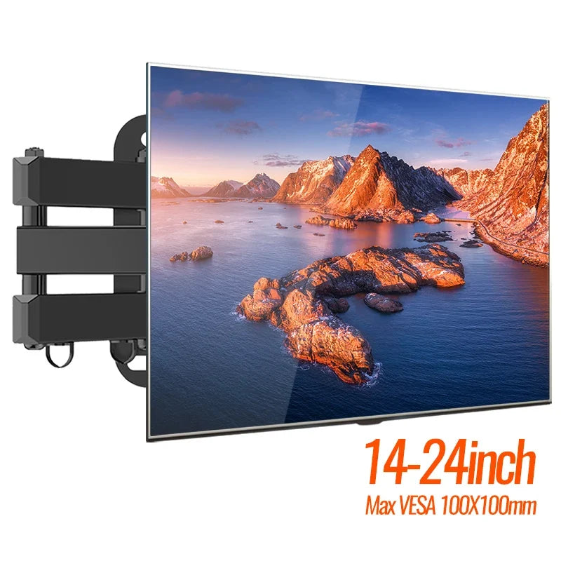 20° tiltable TV Wall Mount Bracket 360° Rotated Holder Universal TV Mounts for 14-24'' Computer Monitor Stand Monitor Flat Panel