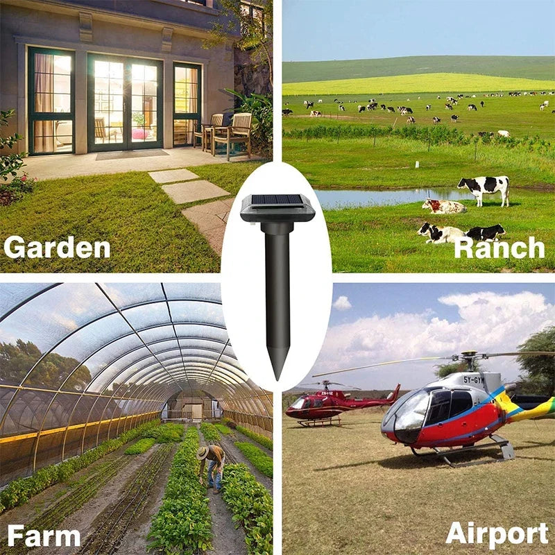 Outdoor solar-powered rat repellent P66 waterproof, suitable for courtyards, gardens, and farms