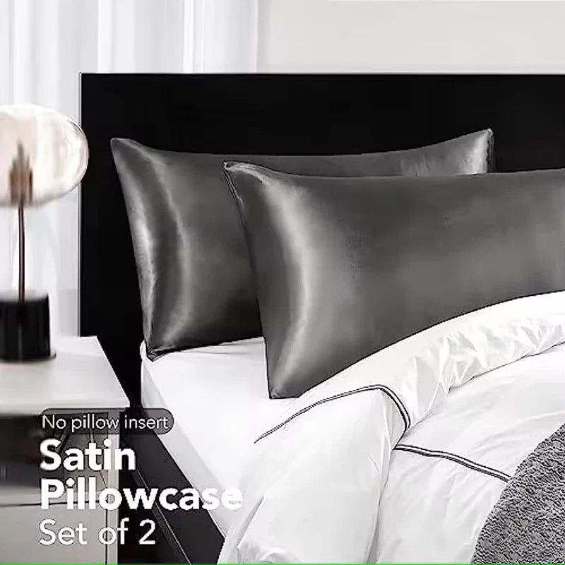 2pcs Satin Silk Pillowcase for Hair and Skin, Coral Pillow Cases Standard Size Set of Super Soft Pillow Case
