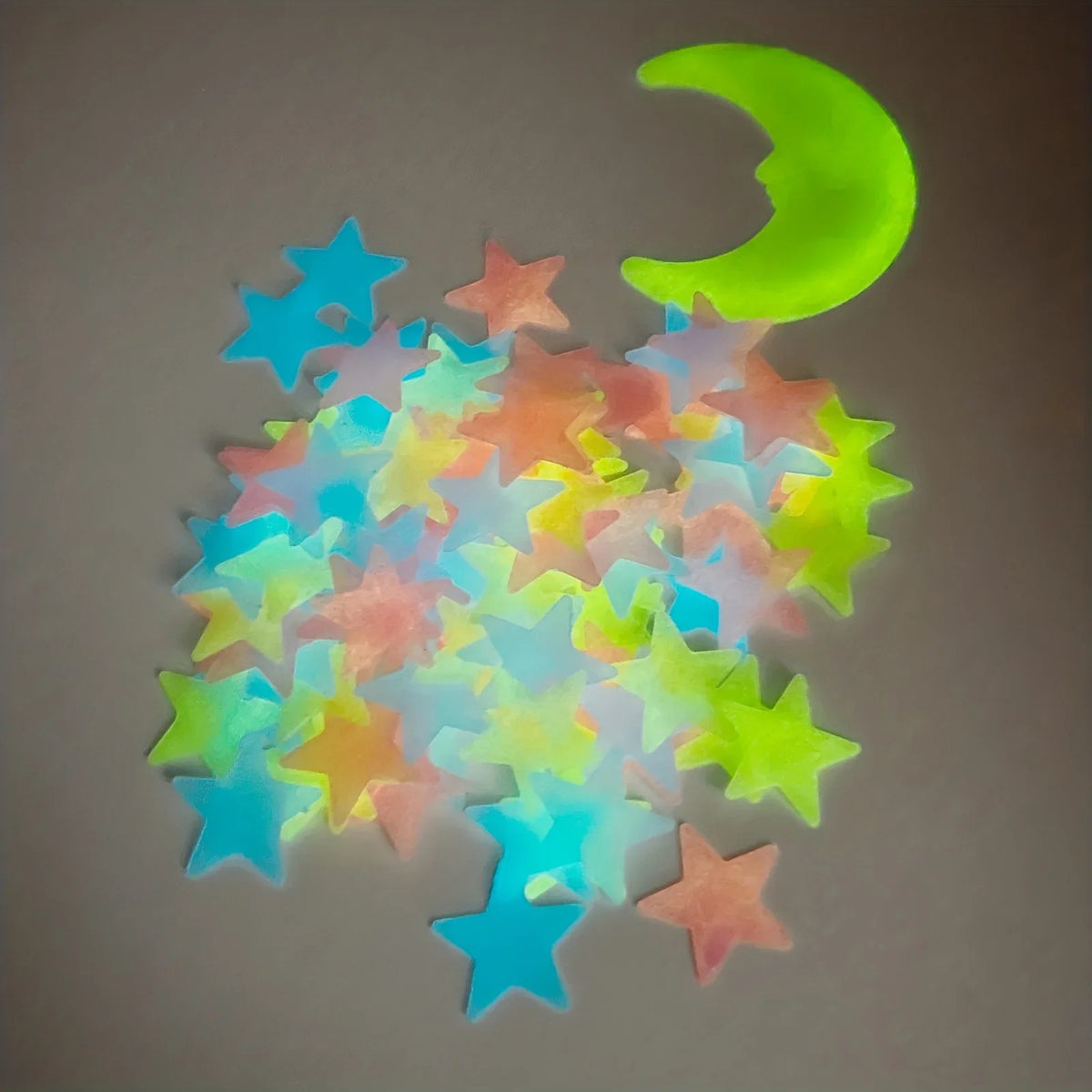 100 Pcs Glow in The Dark Stars and Moon Wall Stickers | 3D Luminous Starry Sky Decor