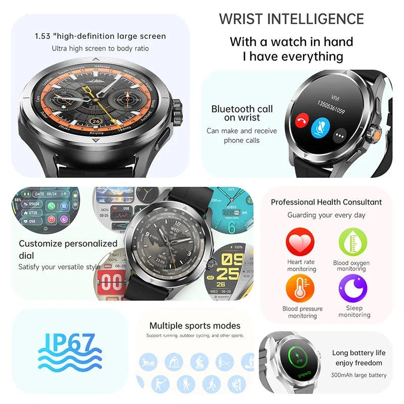 Original S4 Ultra Smart Watch Men  AMOLED Outdoor Sport NFC GPS Track Heart Rate Waterproof Bluetooth Call Smart watch 2025 New