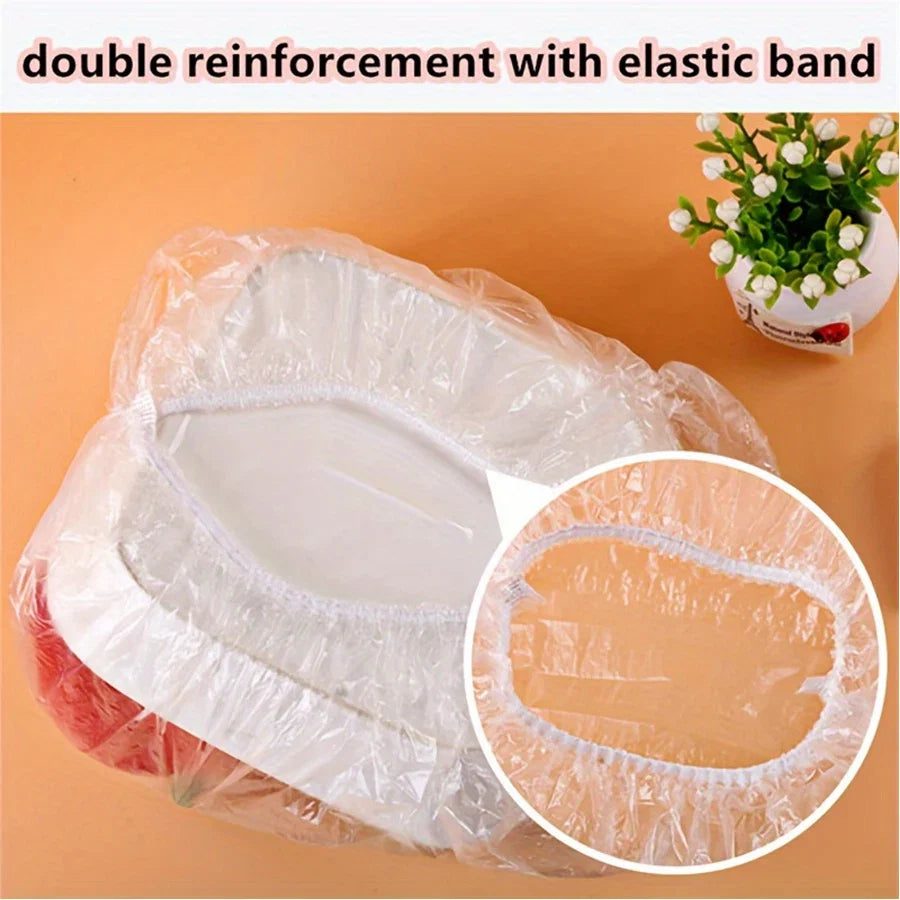 100 Piece Disposable Fresh Keeping Cover | Plastic Food Storage Covers Reusable Bowl Covers