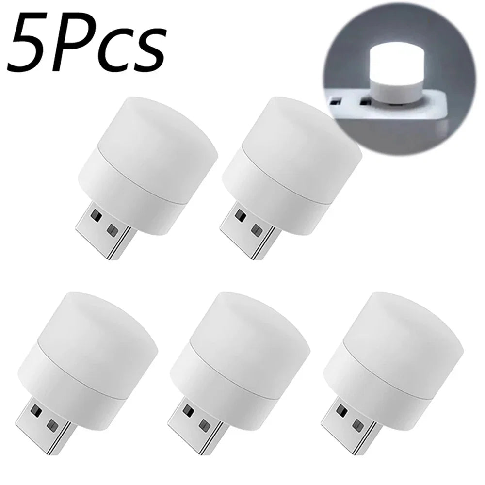 1/3/5/10Pcs USB Night Light Warm White LED Plug-In Light Bulb Portable Home Environment Light Energy-Saving Reading Night Light