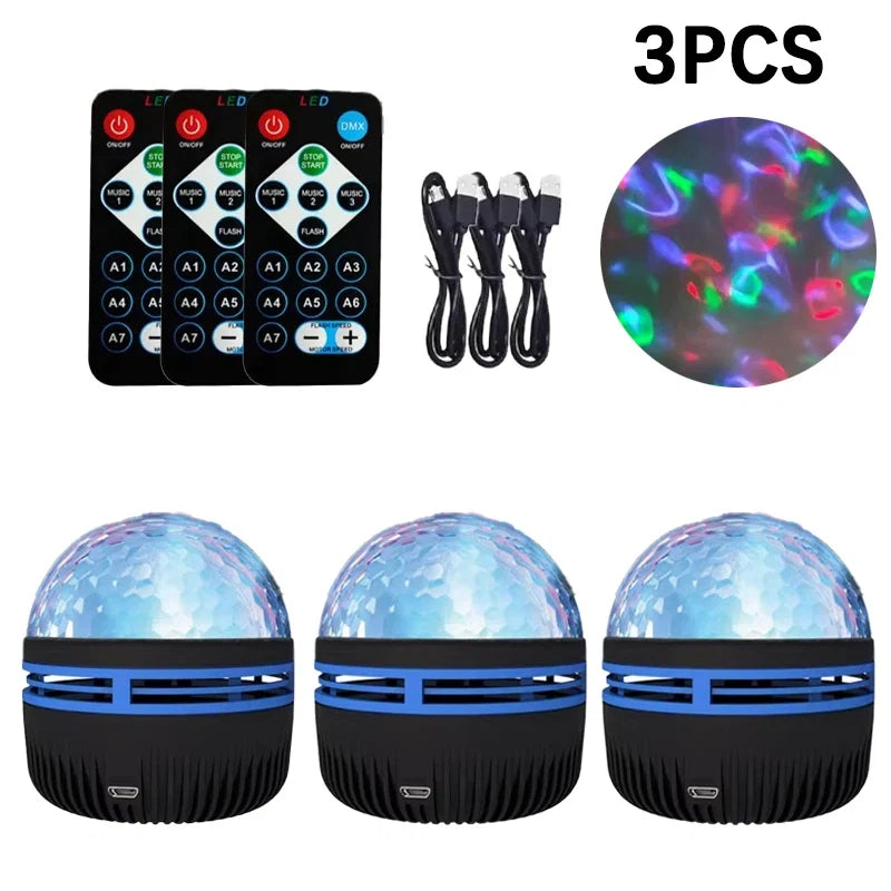 1/3PCS LED Starry Night Light Remote Control Rotating Star moon Projection Lamp USB Plug-in Magic Ball Stage Atmosphere Decor